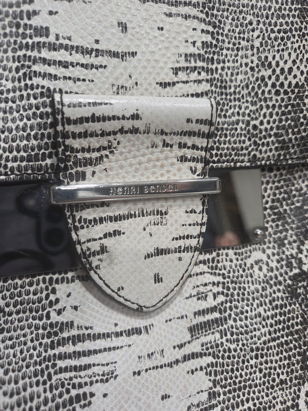 Henri Bendel Black & White Faux Snakeskin-Print Shoulder Bag - Picture 2 of 14